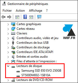 tutoriel Windows 10 Gestionnaire peripheriques disque dur HDD SSD