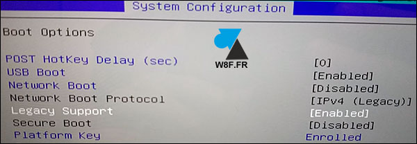 tutoriel Bios HP Spectre Secure Boot Legacy Support Disabled Enabled