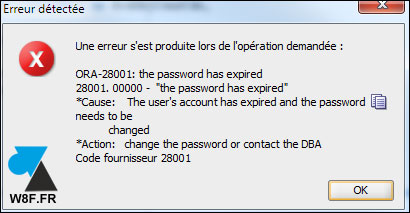 tutoriel Oracle erreur ora 28001 password expired mot de passe expiré