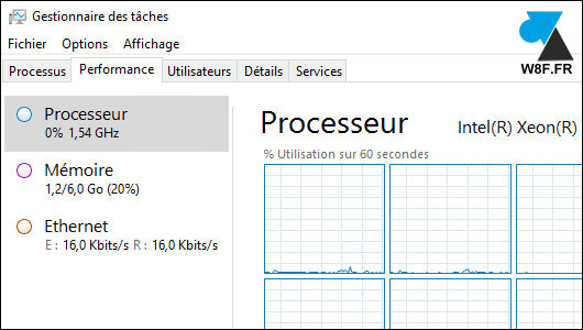 Gestionnaire des taches disque dur Windows Server 2016 diskperf