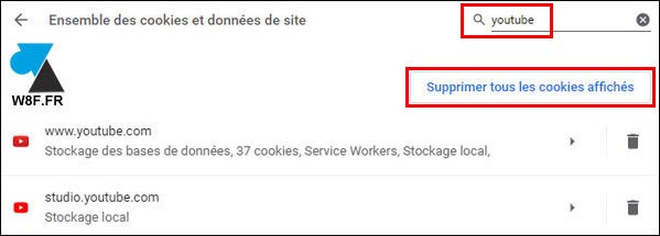 tutoriel supprimer cookies YouTube Google Chrome