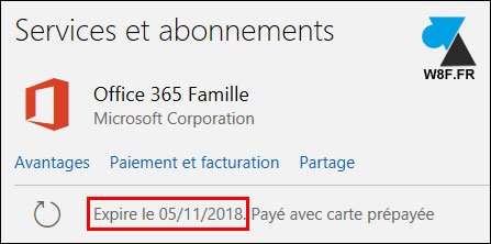 tutoriel Office 365 abonnement date expiration