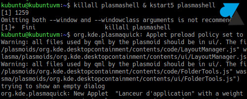 tutoriel reboot restart KDE Plasma Shell