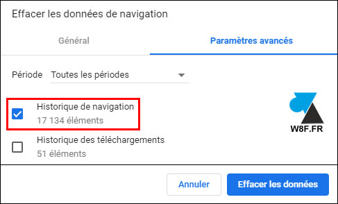 tutoriel Google Chrome supprimer historique navigation