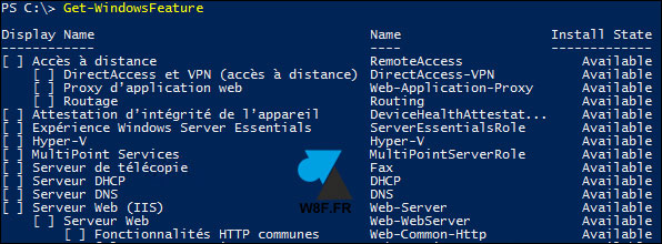 tutoriel PowerShell Windows Server get features