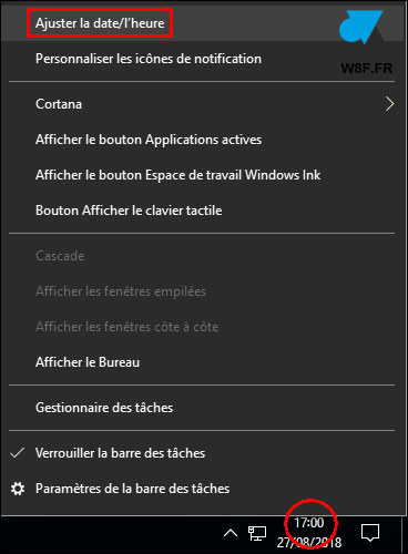 tutoriel modifier date heure Windows 10