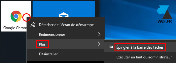 tutoriel Windows 10 icone raccourci barre des taches