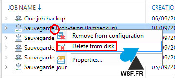 tutoriel sauvegarde Veeam Backup Replication 9 supprimer fichier