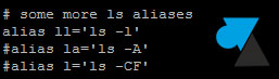 linux alias ll ls la bashrc ubuntu debian