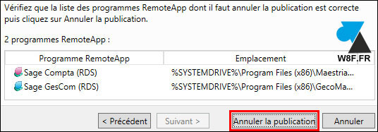 tutoriel supprimer application RDS RemoteApp