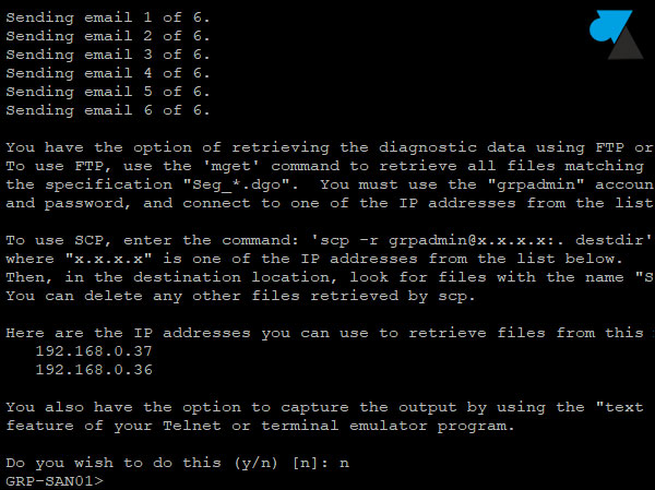 SAN Dell log diag diagnostic SSH