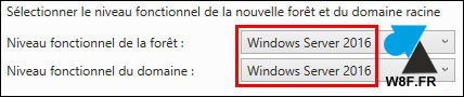 Active Directory niveau fonctionnel Windows Server 2016