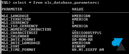 Oracle character set WE8ISO8859P15 jeu caracteres