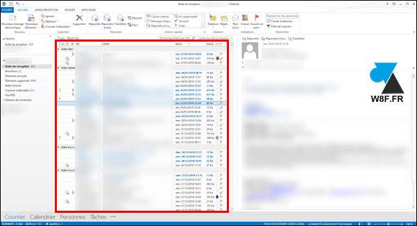 Microsoft Office Outlook agrandir taille mails