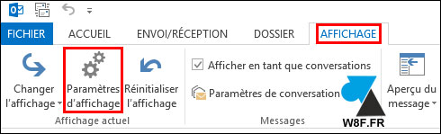 tutoriel Outlook parametres affichage