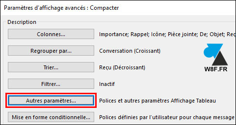 tutoriel Outlook agrandir taille parametres