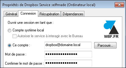 tutoriel Dropbox service Windows Server