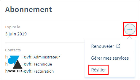 guide OVH resilier nom de domaine NDD