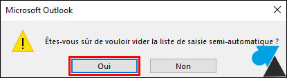 tutoriel outlook courrier vider la liste de saisie semi automatique