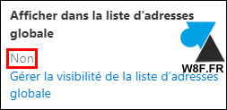 tutoriel Office 365 Exchange Online masquer adresse carnet