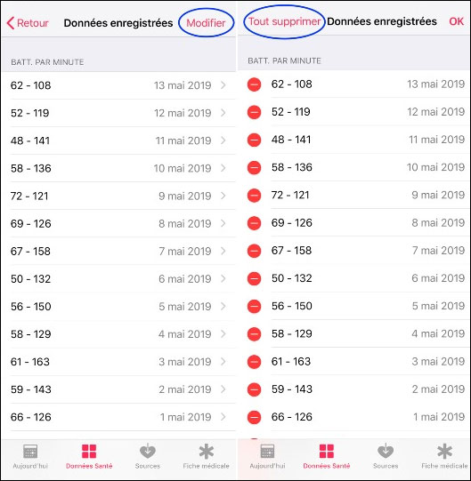 tutoriel supprimer données application Santé sante iOS iPhone iPad