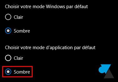 tutoriel Windows 10 mode application sombre dark noir