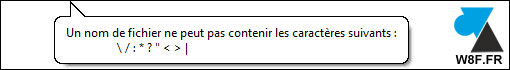 caractère interdit fichier dossier Windows