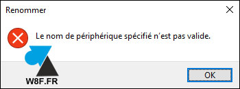 nom de fichier interdit Windows