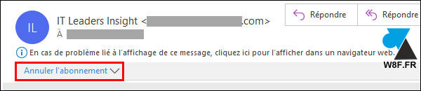 tutoriel Microsoft Office Outlook antispam desabonner newsletter