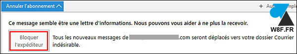 tutoriel Microsoft Office Outlook antispam desabonner newsletter