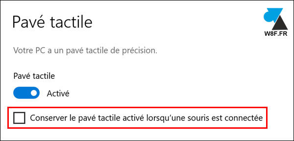 tutoriel désactiver pavé tactile touchpad trackpad Windows 10 laptop