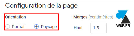 tutoriel Google Docs modifier orientation page portrait paysage