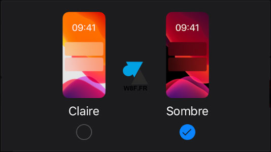 ios 13 theme sombre