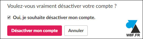 Slack supprimer compte