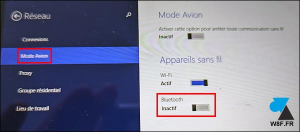 bluetooth desactiver w81