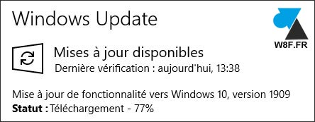 tutoriel mise à jour Windows 10 1909 Novembre 2019 update