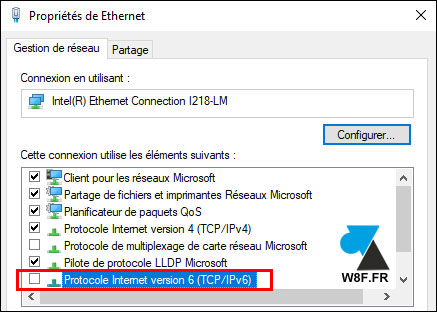 tutoriel Windows 10 Ethernet IPv6 RJ45
