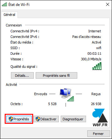 tutoriel Windows 10 propriétés Wifi