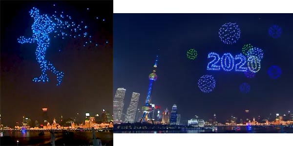 drone feu artfice Chine 2020