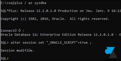 Oracle alter session set oracle script true