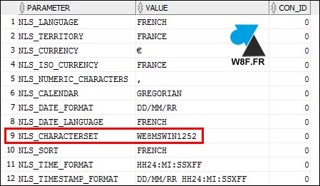 Oracle NLS_CHARACTERSET NLS CHARACTERSET WE8MSWIN1252