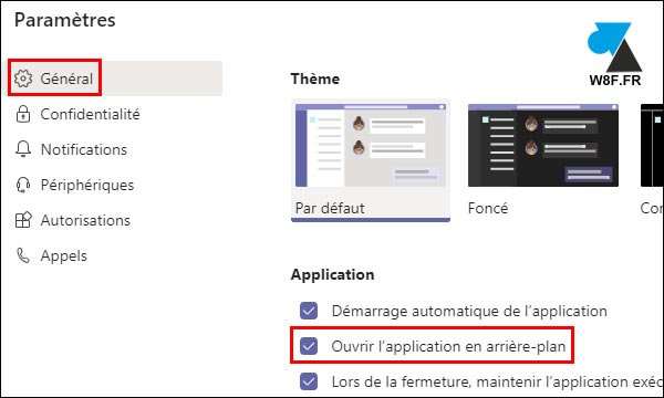 démarrer Microsoft Teams arrière plan