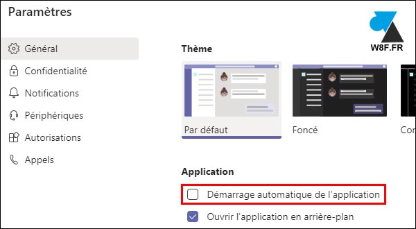 Microsoft Teams désactiver démarrage automatique startup