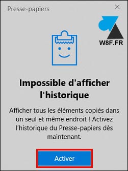 tutoriel activer historique presse papier Windows copier coller