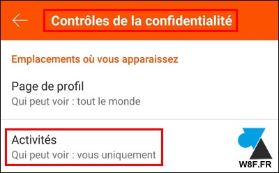 Paramètres Strava activité privées vous seulement