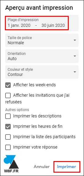tutoriel Google Agenda imprimer calendrier