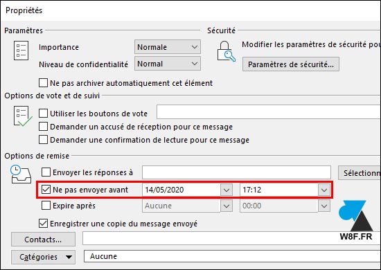 Outlook remise différée