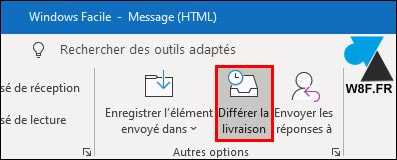 Outlook différer la livraison