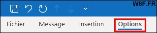 Outlook menu Options