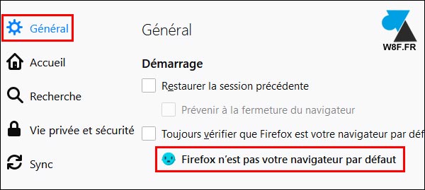 Firefox navigateur par défaut non